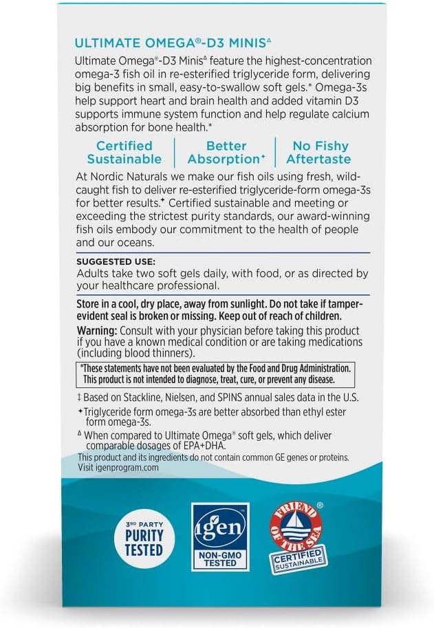 Nordic Naturals Ultimate Omega 2X Mini D3, 1120mg+1000IU