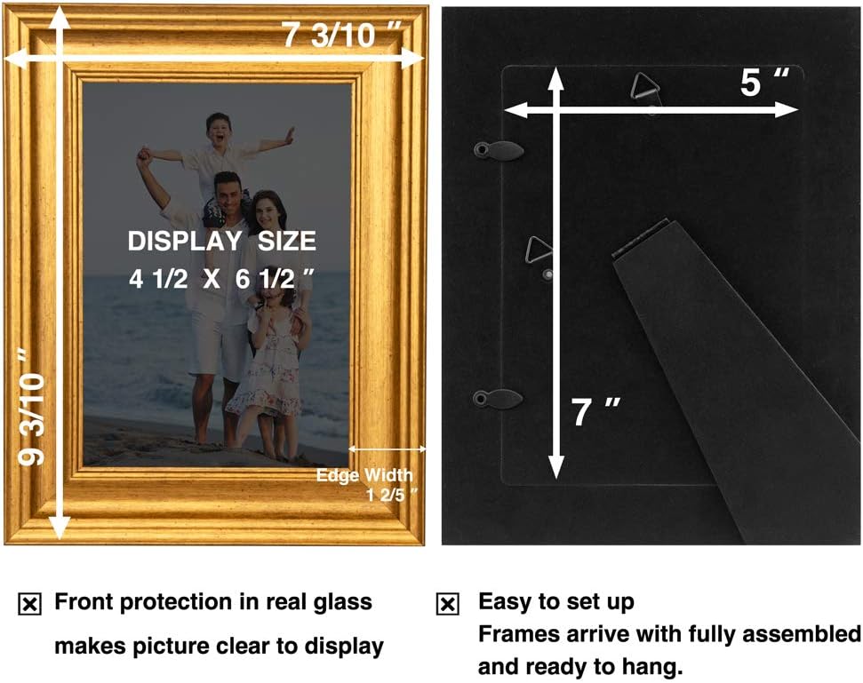 LaVie Home 8x8 Picture Frames (1 Pack, Gold) Square Photo Frame Set with High Definition Glass for Wall Mount & Table Top Display