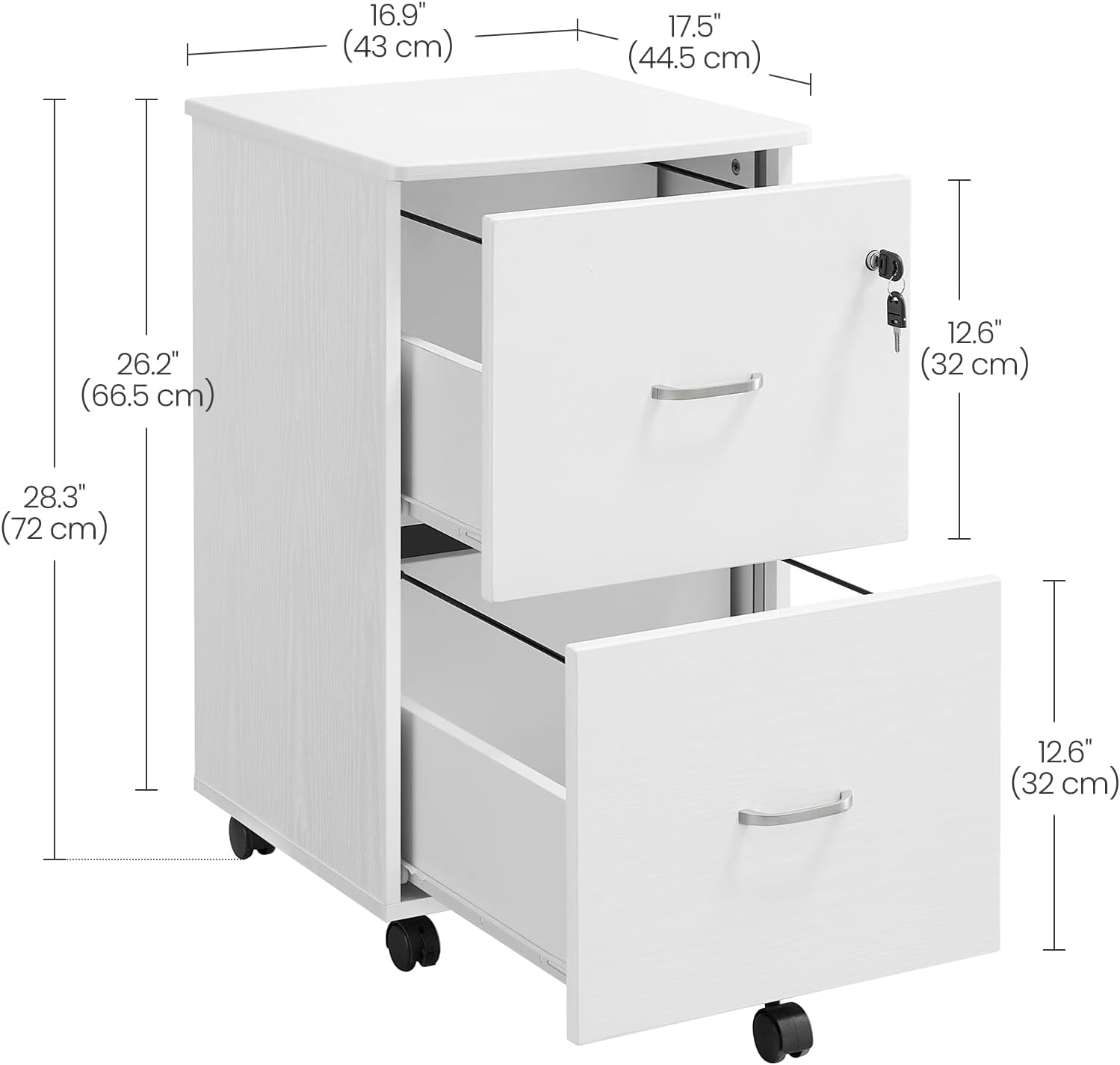 VASAGLE CUSTOS Collection - 2-Drawer File Cabinet, Locking Filing Cabinet for Home Office, Small Rolling Printer Stand, A4, Letter-Size Hanging Files