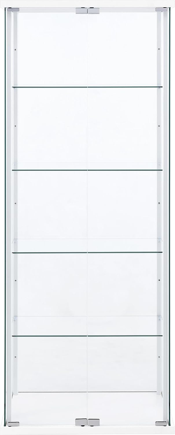 Coaster Home Furnishings - Delphinium - Glass - 4-Shelf Curio Cabinet with Wood Top and Base, Two Doors, and Chrome Hardware - Living Room - 64-Inch - Black - 950170