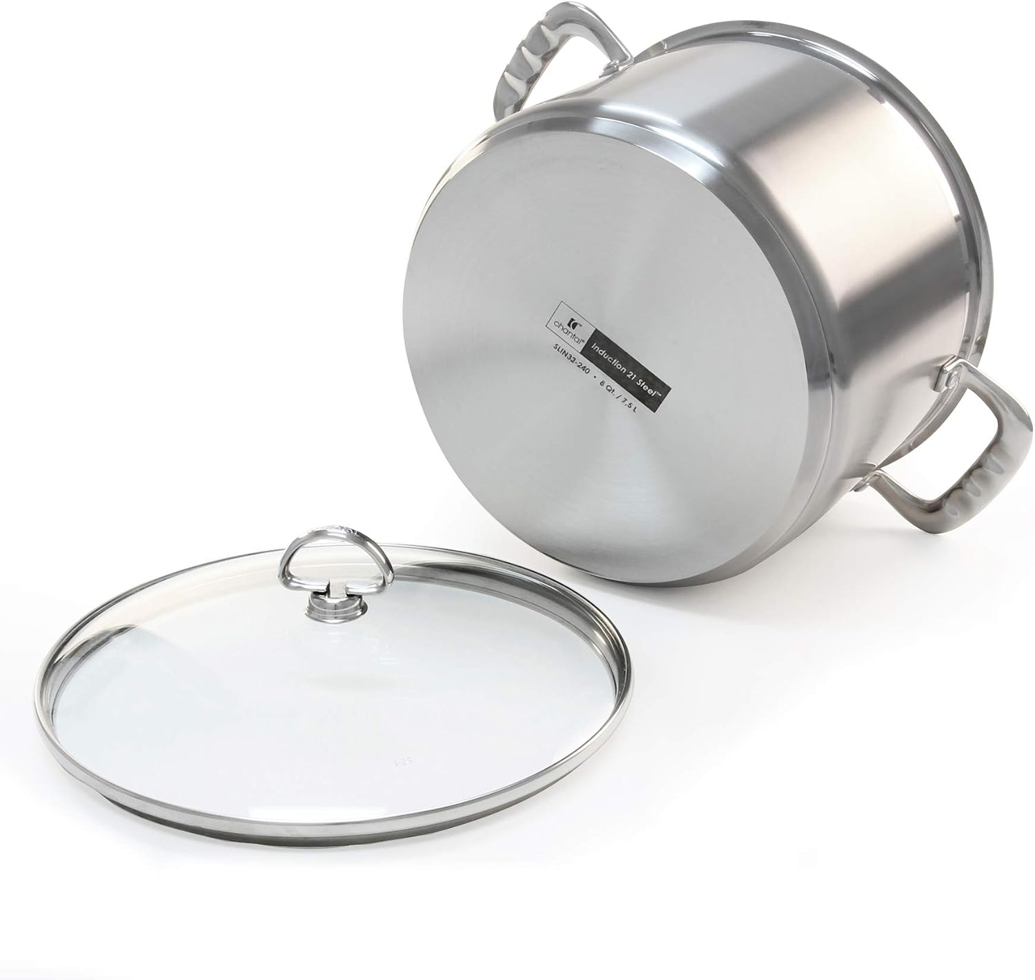 Chantal Induction 21 Steel 1 quart NonStick Saucepan with Tempered Glass Lid, Ceramic Non Stick, Brushed Stainless Steel