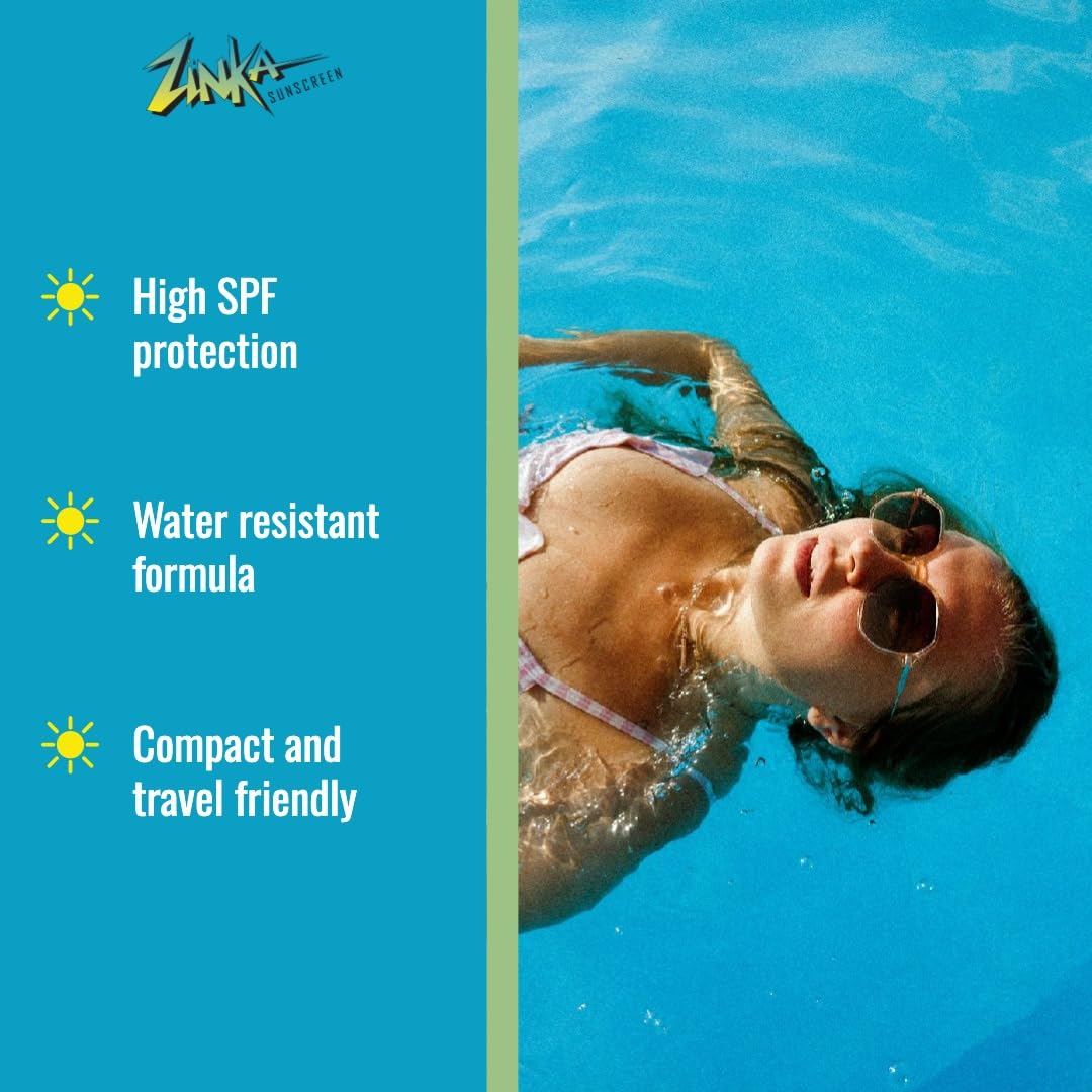 Zinka Clear Zinc Oxide Sunscreen Stick SPF 50, Travel-Friendly & Non-Greasy, Broad Spectrum UV Face Shield for Sensitive Skin
