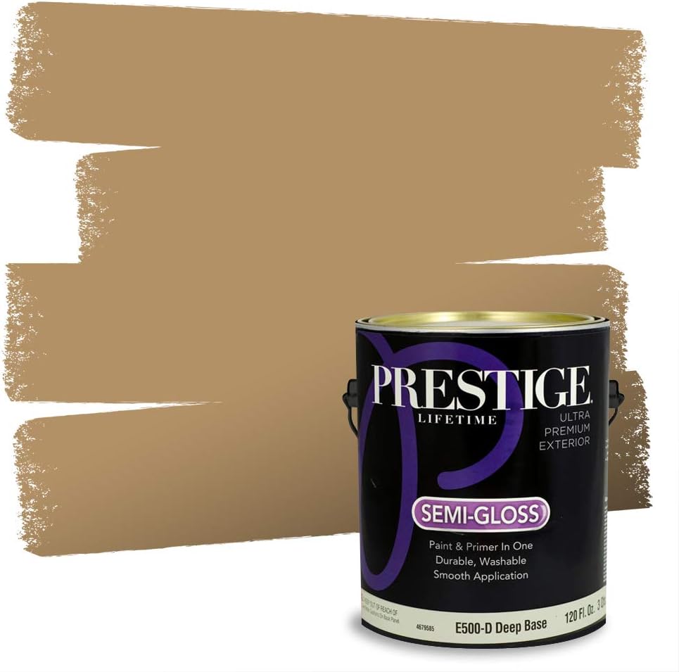 PRESTIGE Paints Exterior Paint and Primer In One, 1-Gallon, Satin, Comparable Match of Sherwin Williams* Relaxed Khaki*
