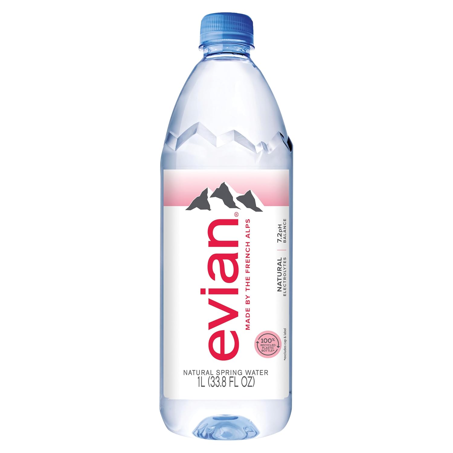evian Natural Spring Water, 750 ml (25.36 fluid ounce) Water Bottle with Sports Cap, 12 Pack