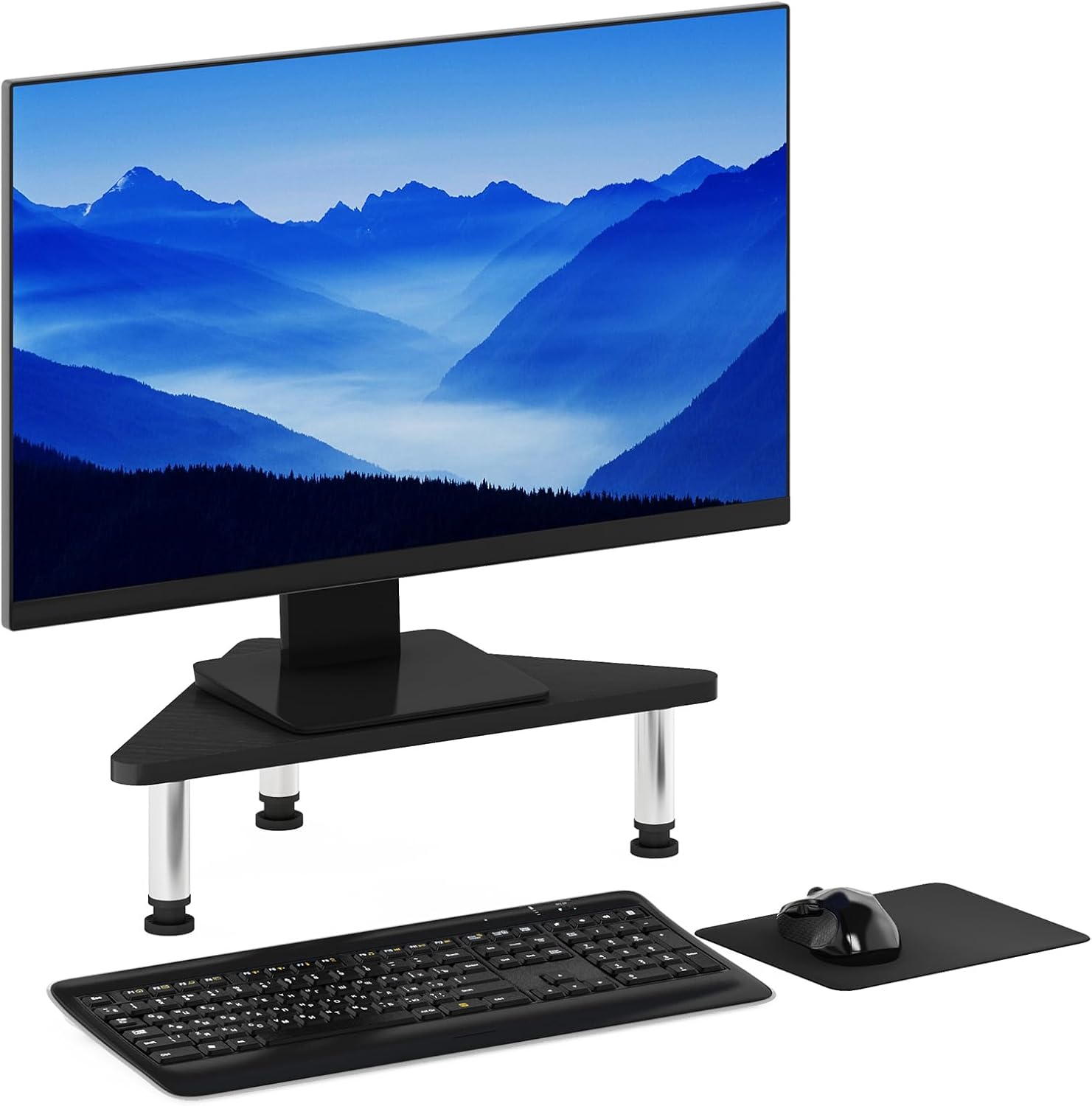 FURINNO Turn-N-Tube Monitor Stand, French Oak Grey/Black