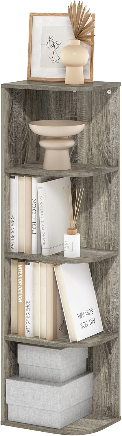Furinno LUDER Book Shelf, 5-Cube Bookshelf, Reversible Bookcase, 9.4 x 19.5 x 31.5, Easy Assembly, for Living Room, Bedroom, Home Office, White
