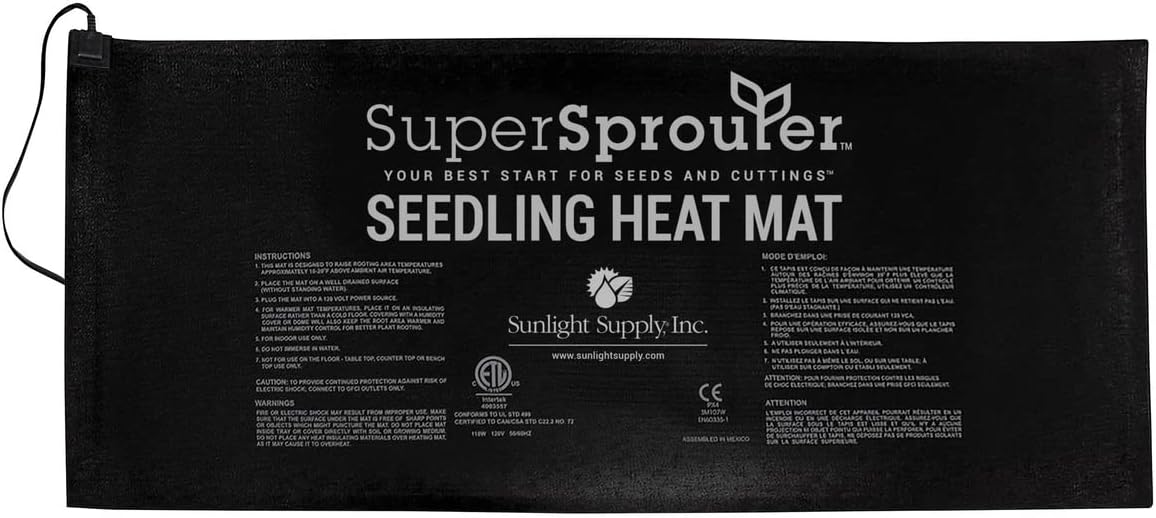 Super Sprouter Premium Heated Propagation Kit for Starting Seeds or Cuttings, Includes Heat Mat, Tray, Grow Light, and More