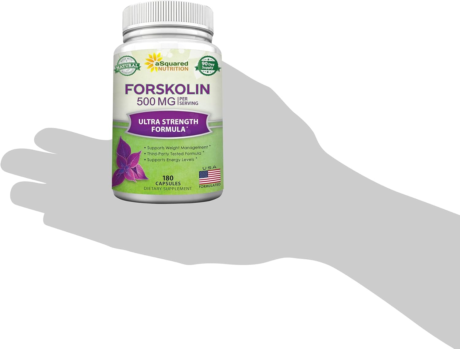 aSquared Nutrition Forskolin 500mg Per Serving Max Strength-180 Capsules, Supplement for Pure Weight Loss Fuel