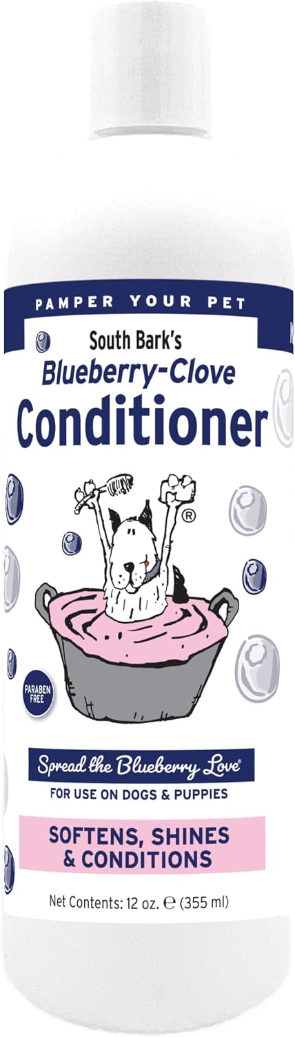 South Bark's Blueberry-Clove Conditioner for Dogs & Cats 12 oz. | Long Lasting Softness | Paraben-Free | Biodegradable & Non-Toxic | Made in USA