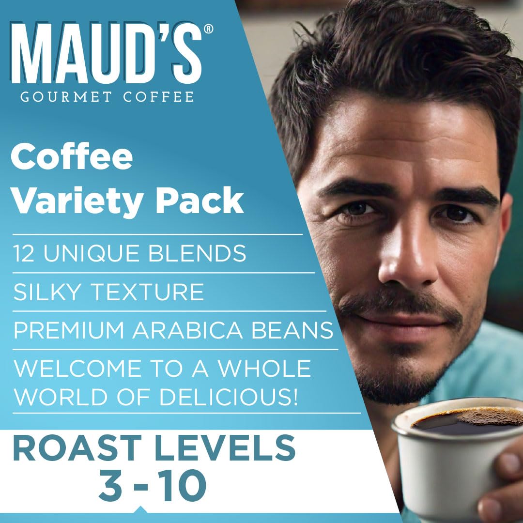 Maud's Family Pack Coffee Pods Variety Pack, 136ct, 12 Assorted Flavors | Medium Roast Flavored Coffee in Single Serve Pods – 100% Arabica Coffee, Compatible with Keurig Coffee Makers