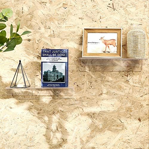 CY craft Clear Acrylic Floating Shelves Display Ledge, 5 MM Thick Wall Mounted Storage Shelf for Kitchen/Bathroom/Office