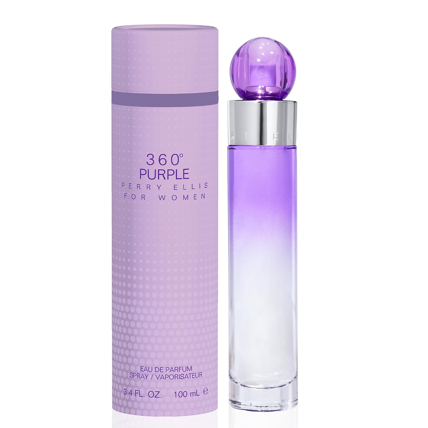 Perry Ellis 360° Purple Eau De Parfum Spray for Women, 3.4 Fl Oz (100 mL) | Perfume for Women, Fruity & Floral Fragrance, EDT, Designer Scent for Her, Long Lasting, Made in USA