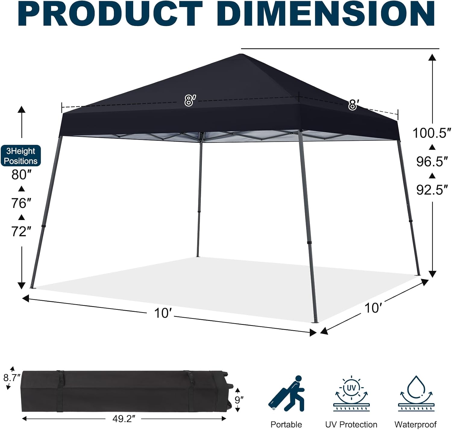 MASTERCANOPY 11x11 Slant Leg Pop Up Canopy Tent Black