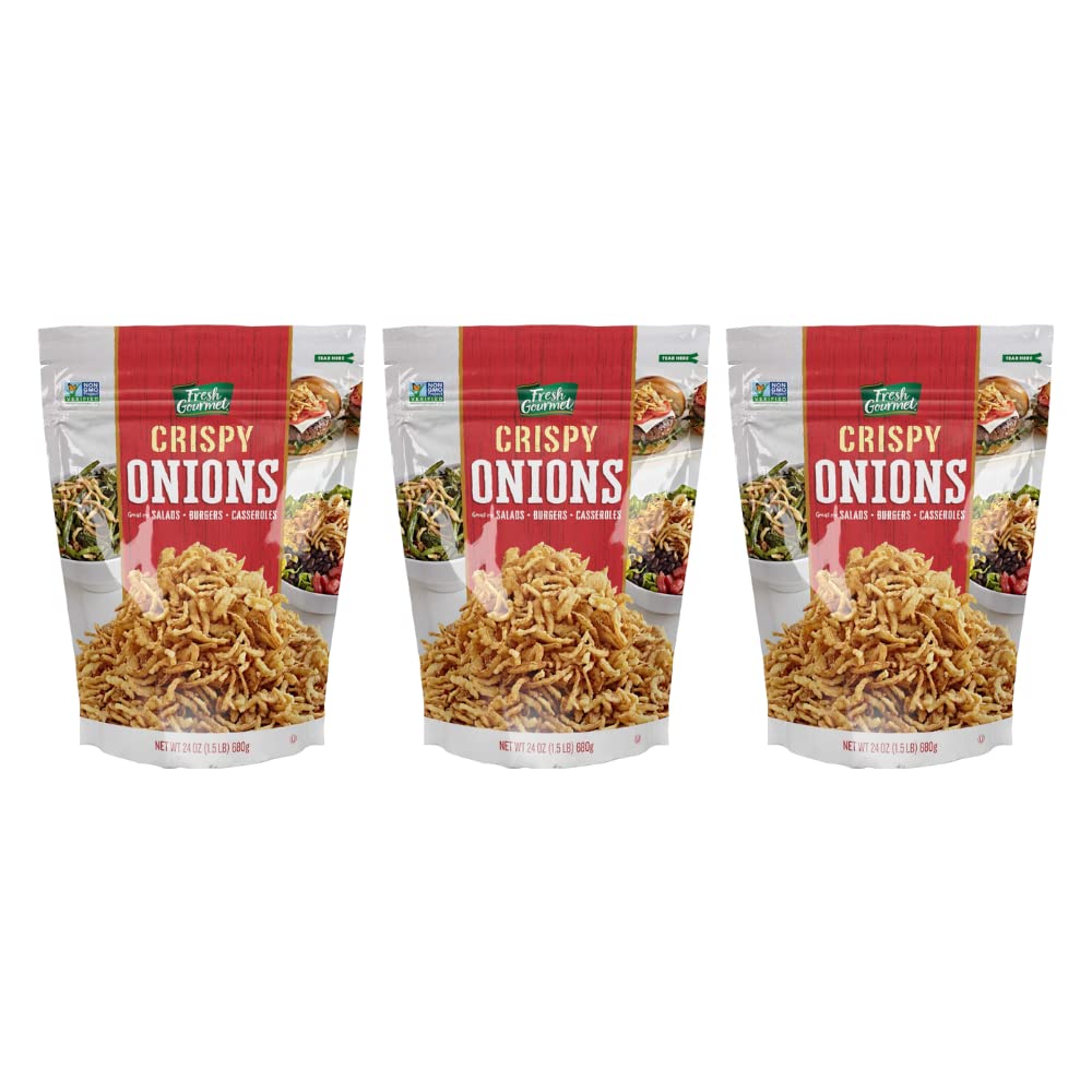 Fresh Gourmet Crispy Onions | 24 Ounce | Low Carb | Crunchy Snack and Salad Topper