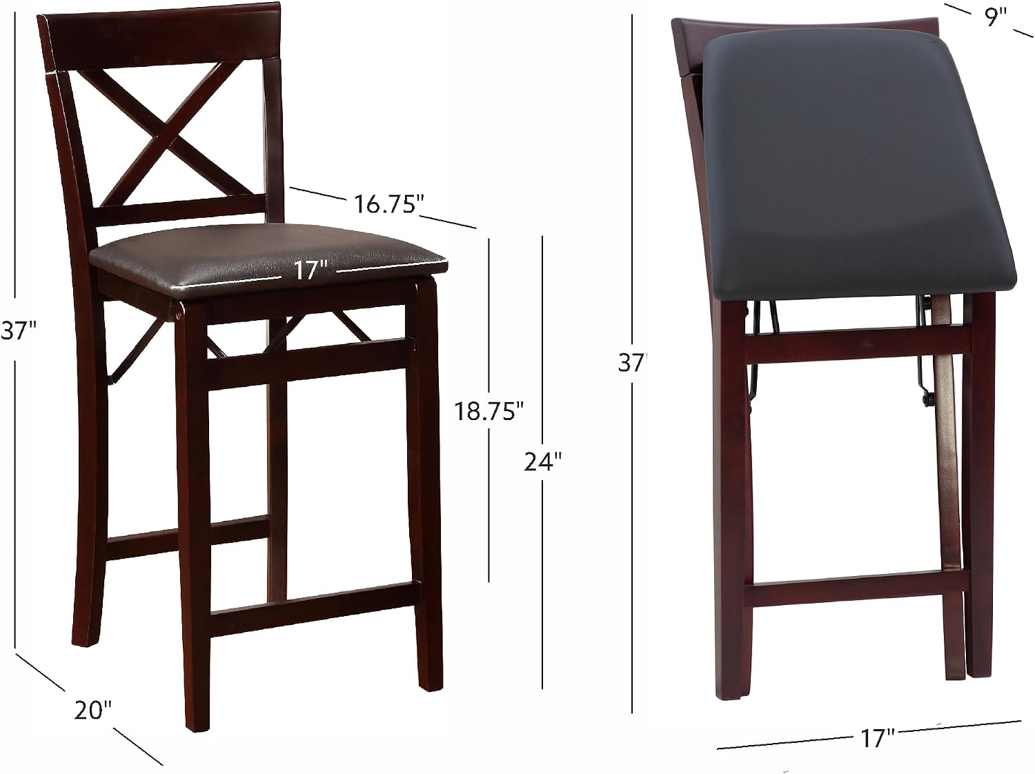 Linon Triena X Back Folding Counter Stool, Brown