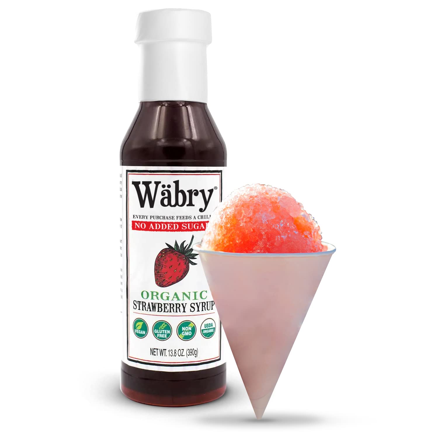 Wäbry Blueberry Syrup – 14.9oz (420g), Natural Fruit Flavor Organic Snow Cone Syrup for Drizzling on Shaved Ice, Waffles, Ice Cream & Lattes, Non-GMO, Dye-Free Vegan Syrups, 12 Servings Per Bottle