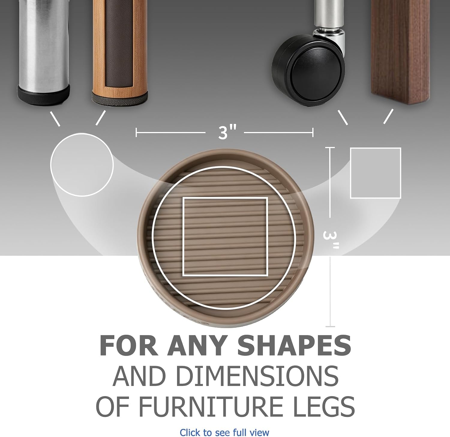 Yelanon Furniture Coasters 8 Pcs 3" Square Brown Caster Cups for Hardwood