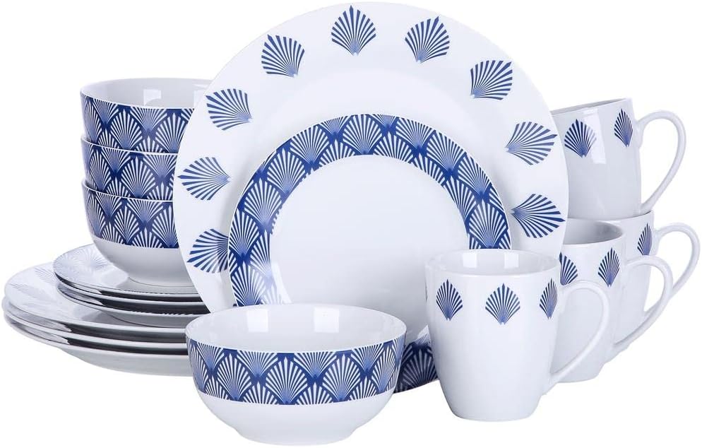 VEWEET 30 PCS Ceramic Dinnerware Sets for 6, Pink Floral Dish Set, ANNIE | Porcelain Dinner Set Including Dessert Plates, Soup Plates, Dinner Plates, Cups & Saucers, Microwave & Dishwasher Safe