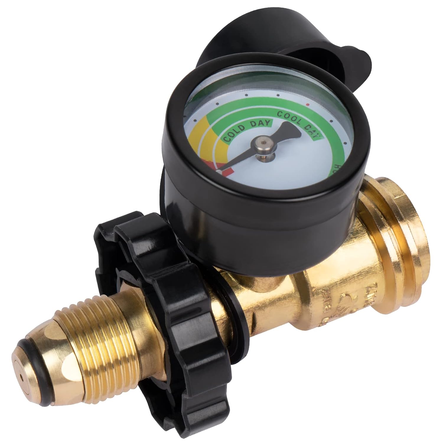 GASPRO Universal Propane Tank Gauge, Fits for 5-100lb Propane Tank Cylinder, Propane Adapter with POL Connection for RV, Camper, Gas Grill, Fire Pit