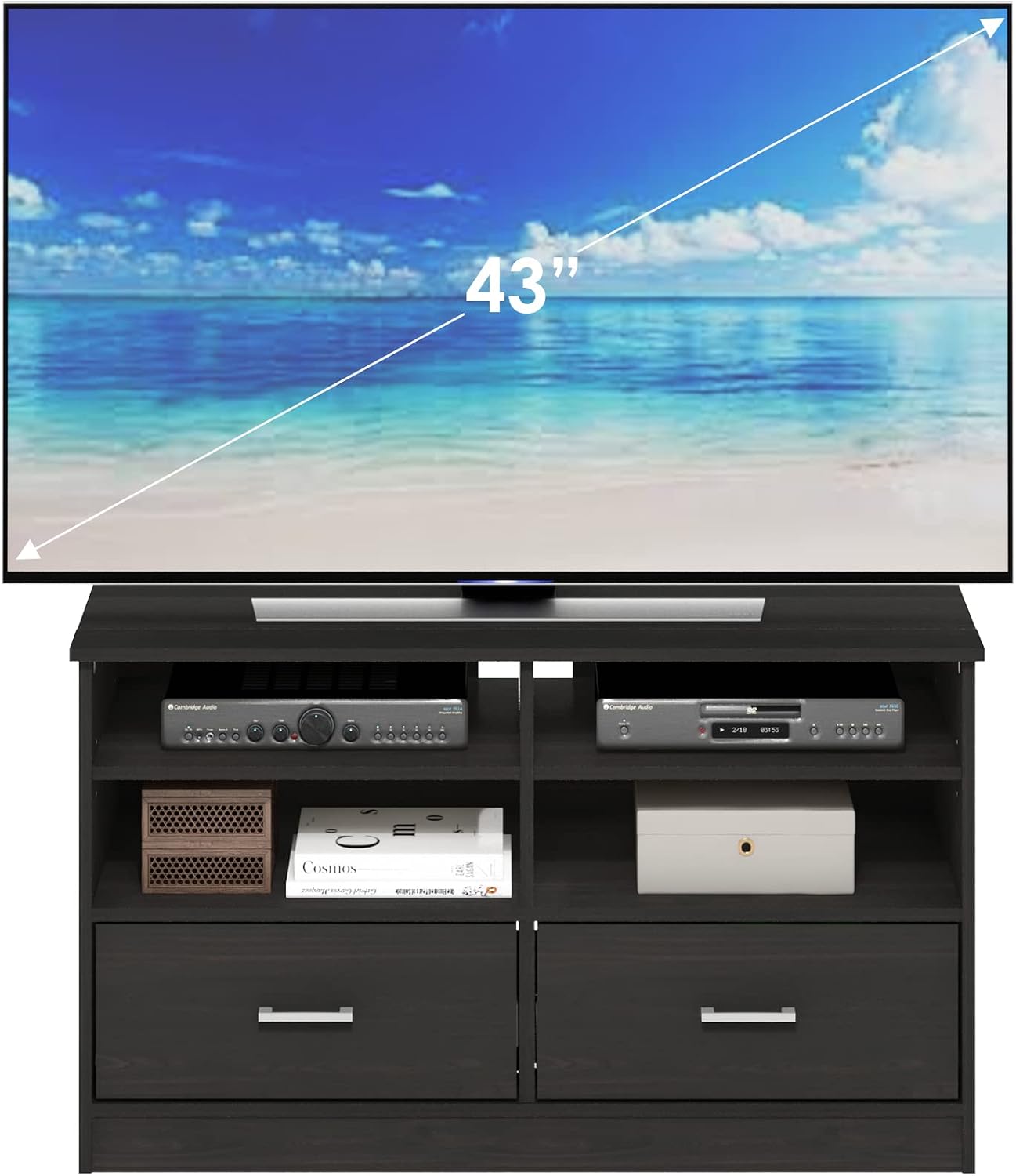Furinno Fowler Multipurpose TV Stand Bookshelves, French Oak Grey