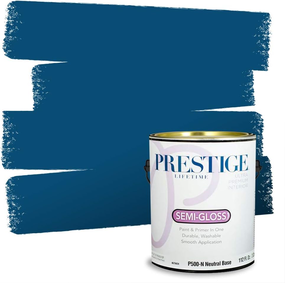 PRESTIGE Paints Exterior Paint and Primer In One, 1-Gallon, Semi-Gloss, Comparable Match of Sherwin Williams* Nifty Turquoise*