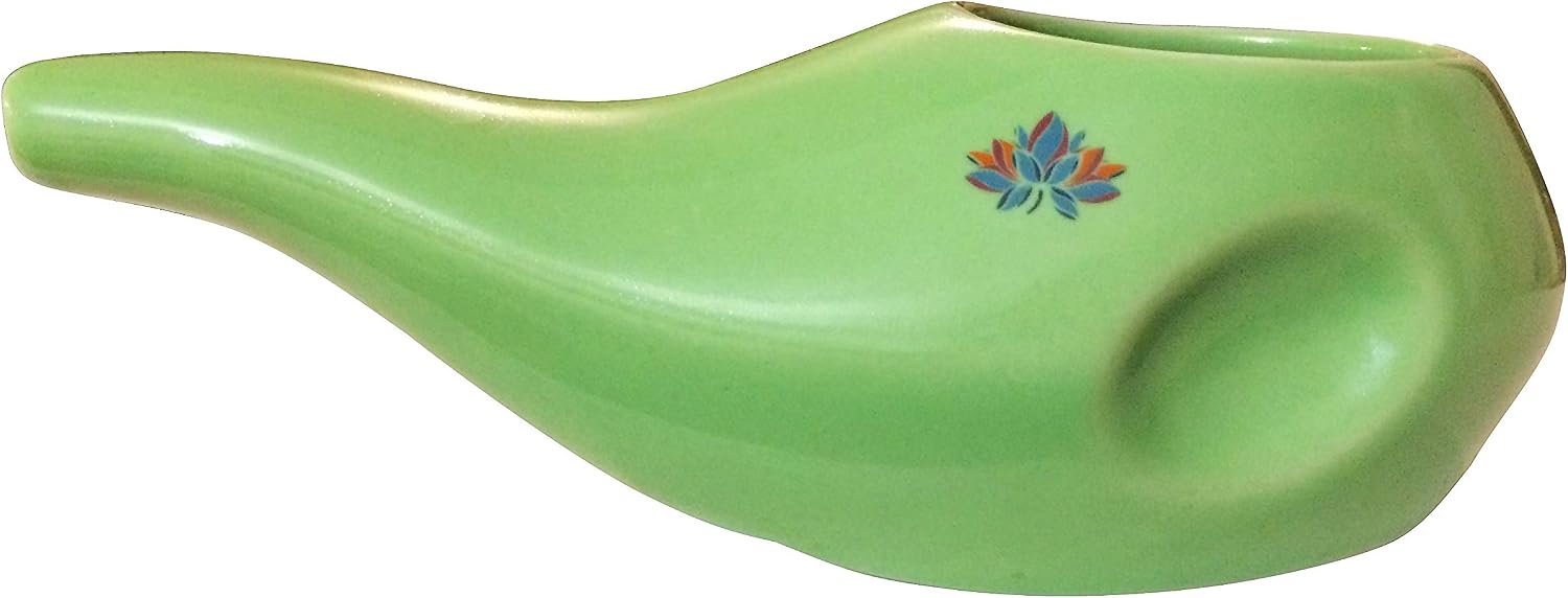 Best Rated Ceramic Neti Pot - Ergonomic Design and Hand-Made, Seafoam Green