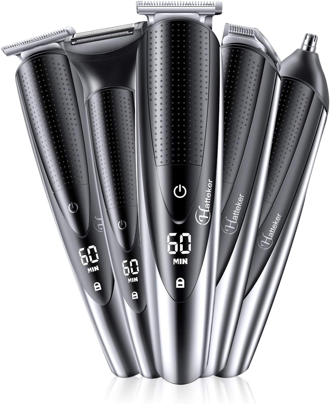 Hatteker Mens Beard Trimmer Grooming kit Hair Trimmer Mustache Trimmer Body Groomer for Nose Ear Facial Hair Cordless Waterproof 5 in 1