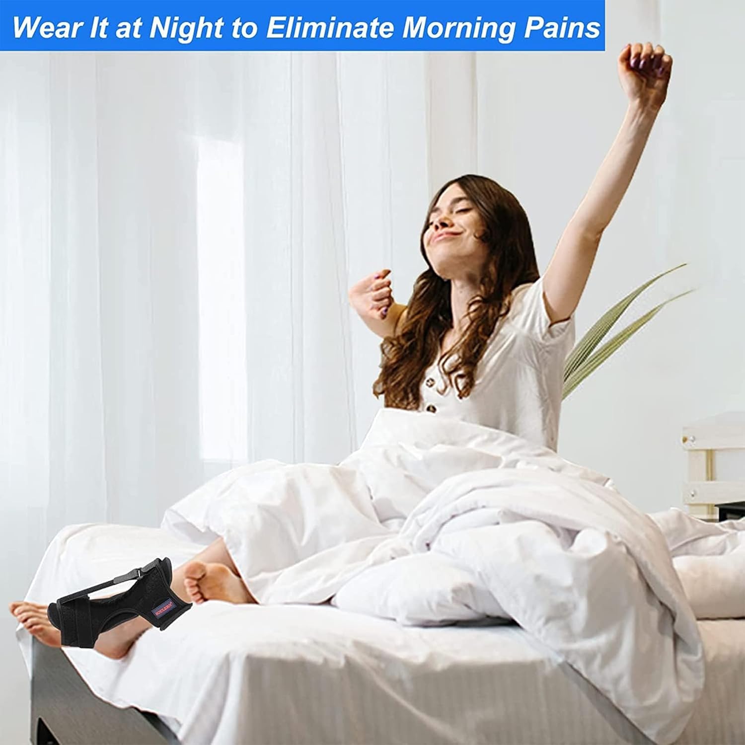 Plantar Fasciitis Night Splint Drop Foot Orthotic Brace, Adjustable Plantar Fasciitis Brace, Improved Dorsal for Effective Relief from Plantar Fasciitis, Achilles Tendonitis, Ankle Pain