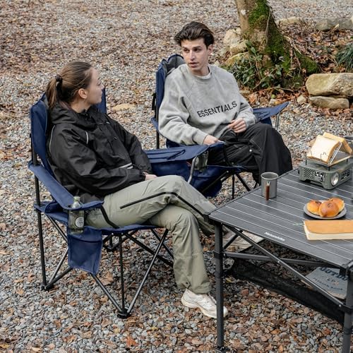 Naturehike Oversized Camping Chair with Cooler Bag, Heavy Duty Lawn Chair Support 450 LBS, Portable Padded Outdoor Folding Chair, 2 Pack