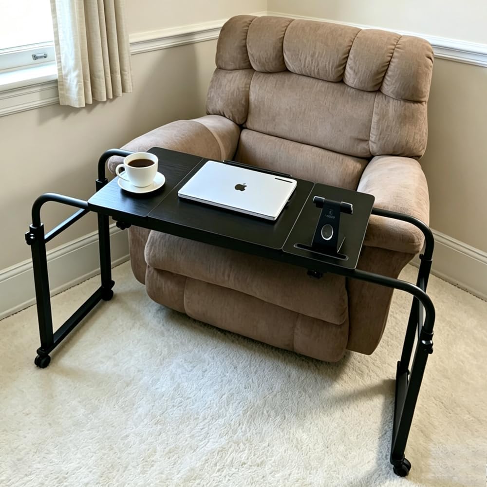 Overbed Laptop Cart Over The Bed Table with Wheels Adjustable Bed Hospital