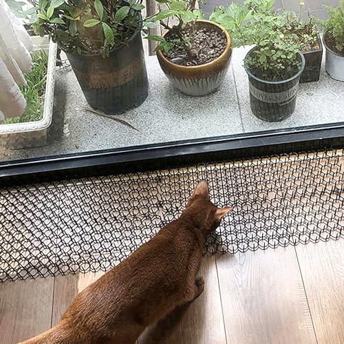 8.5 X 6.5 Inch Scat Mat for Cats with 12 Garden Staples & 12 Ties, 24 Pack Cat Deterrent Mat for Garden Fence & Animal Barrier