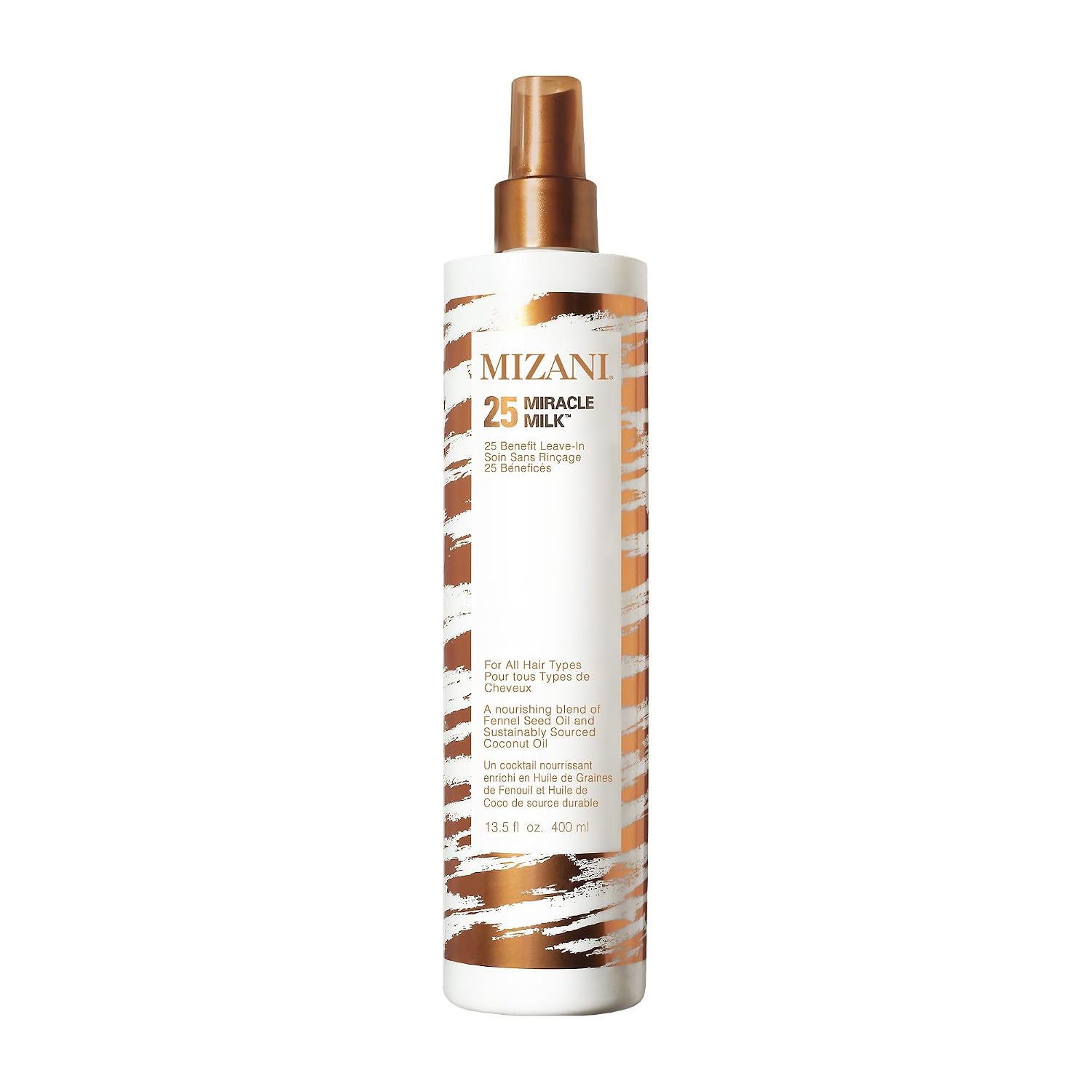 Mizani 25 Benefit Miracle Milk - Leave in Conditioner for Curly Hair, With Coconut Oil, Curl Detangler Spray, Anti Frizz Heat Protectant, No Drying Alcohols, Paraben-Free