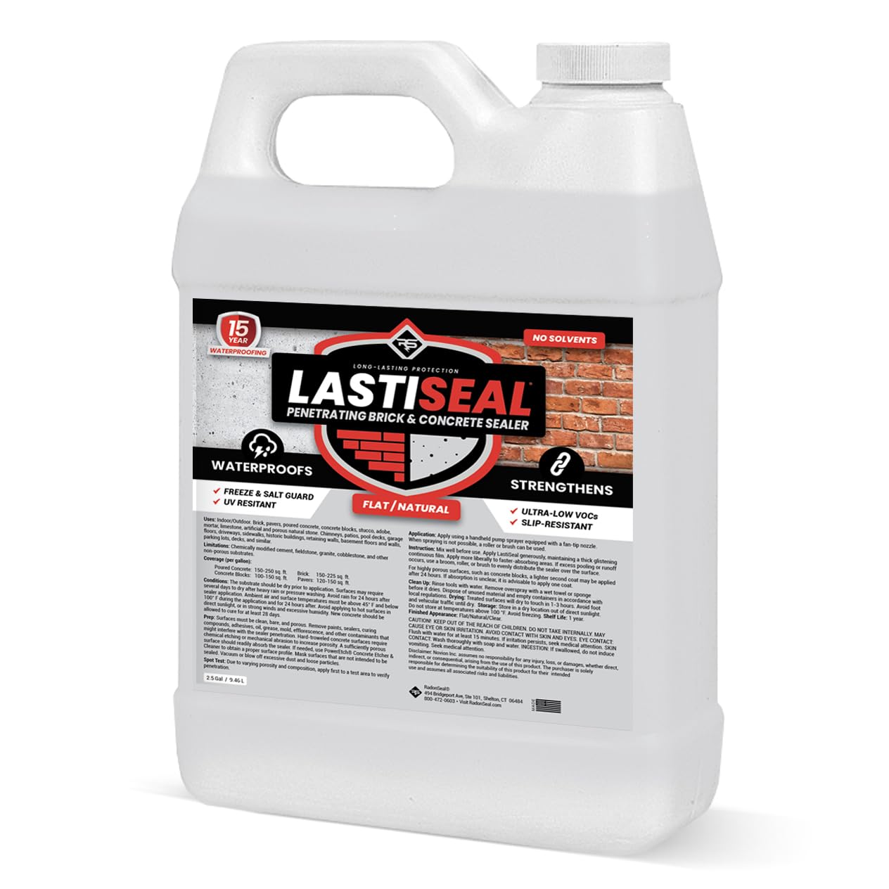 LastiSeal Brick & Concrete Sealer – Deep-Penetrating Sealer that Strengthens Surfaces – Water-Resistant Protection for Brick
