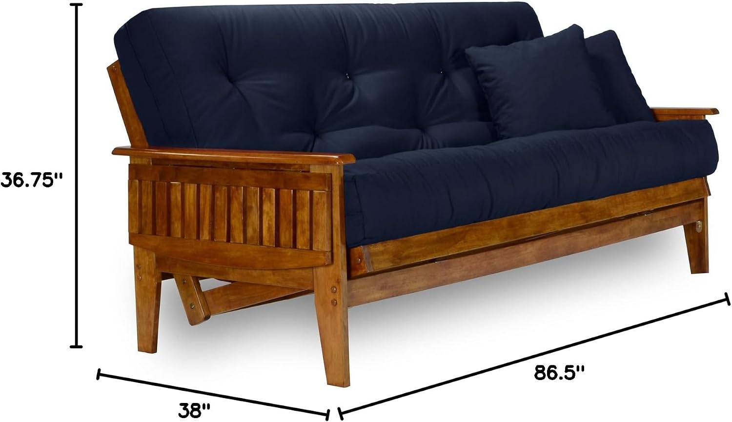 Eastridge Futon Set - Full Size, Frame, 8" Mattress, Twill Black Cover