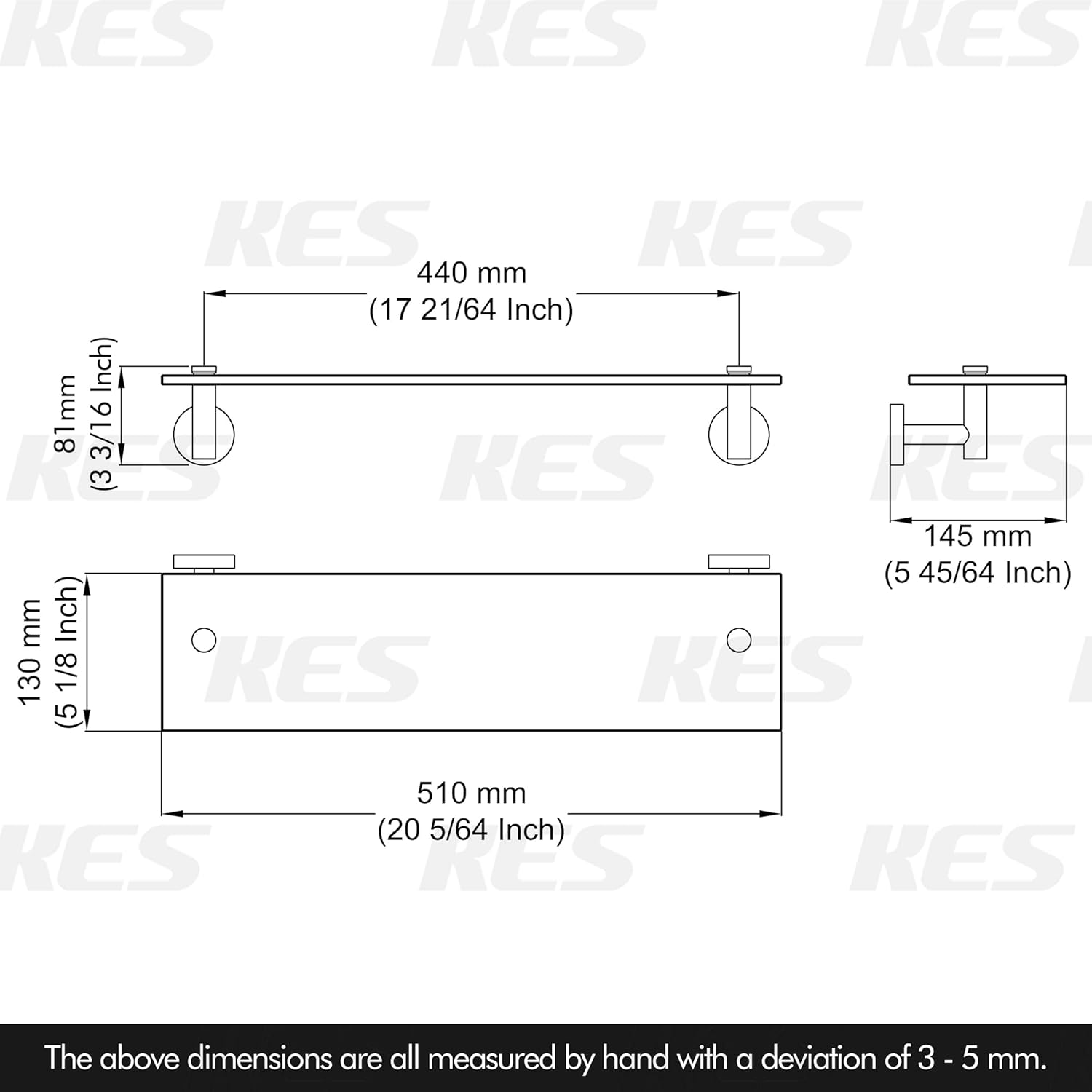 KES Glass Shelf for Bathroom, 20-Inch, 3 Pack, Brushed Finish