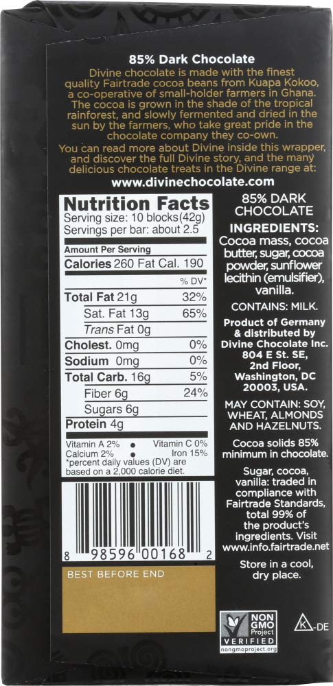Divine 85% Dark Chocolate 100g - Pack of 2