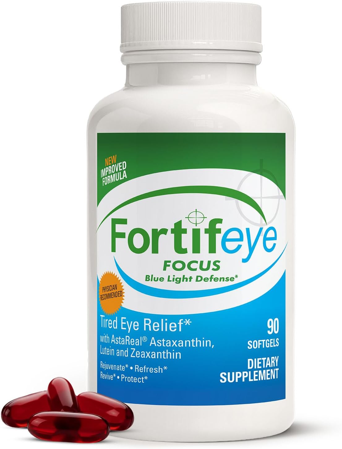 Fortifeye Focus Eye Care Supplement 30 Softgel Capsules - Triple Carotenoid Including Astaxanthin, Lutein, and Zeaxanthin Supplements, Eye Vitamins, Supports Eyes Fatigue and Blue Light Protection