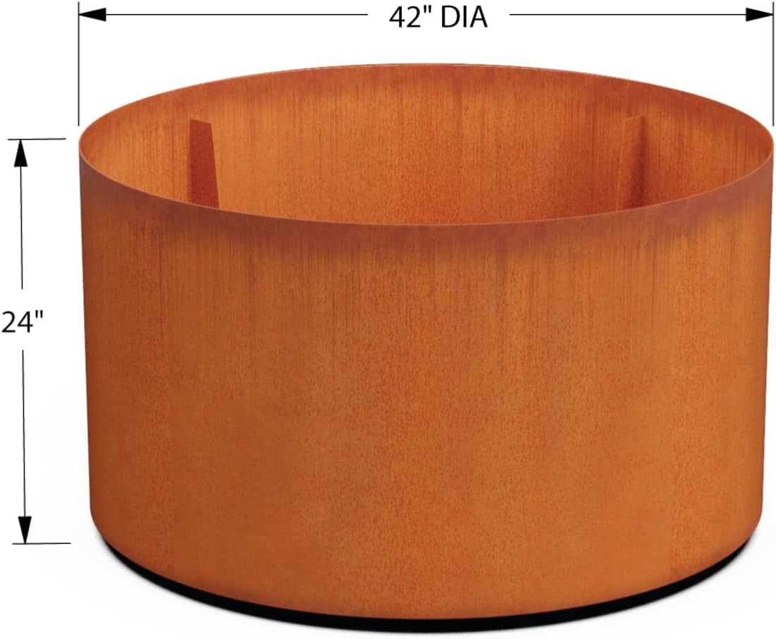 Plantercraft Large Round Planters for Outdoor Plants - 24 Inch Corten Steel Planter for Patio