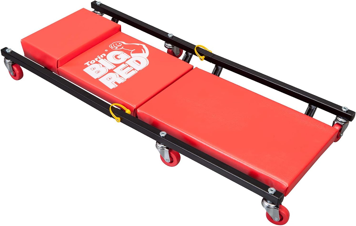BIG RED Rolling Garage/Shop Creeper: 2-Piece, 36" Padded Mechanic Cart with Headrest and 6 Casters, Red,AR7565B,Torin