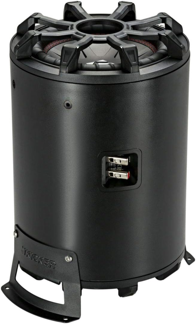 KICKER 46CWTB84 TB8 8-inch Loaded Weather-Proof Subwoofer Enclosure w/Passive Radiator - 4-Ohm, 300 Watt | Weatherproof loaded 8 inch powersports bass