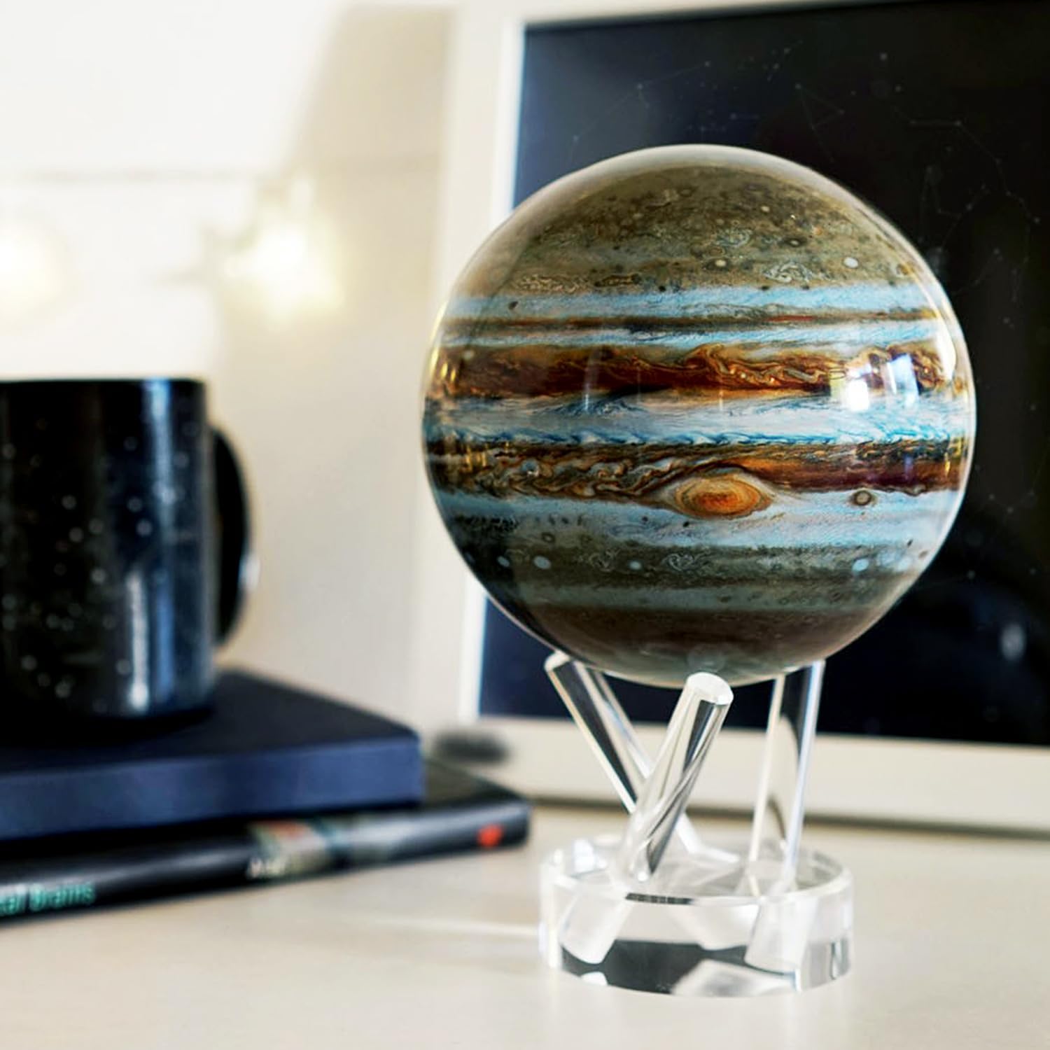 MOVA Self Rotating Globe, Jupiter Classic (4.5") | solar powered globe, no batteries or cords, gift for astronomy lovers, premium kinetic display, space desk decor