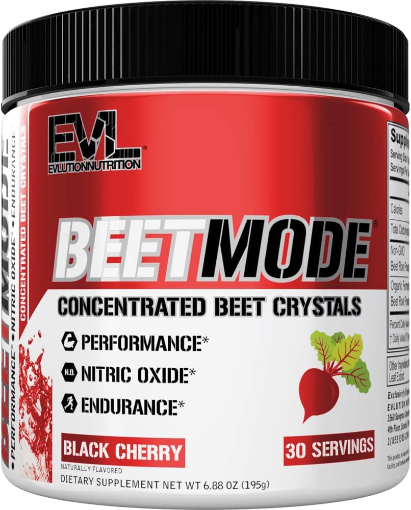 EVL BeetMode Beet Root Nitric Oxide Powder, Black Cherry - 30 Servings