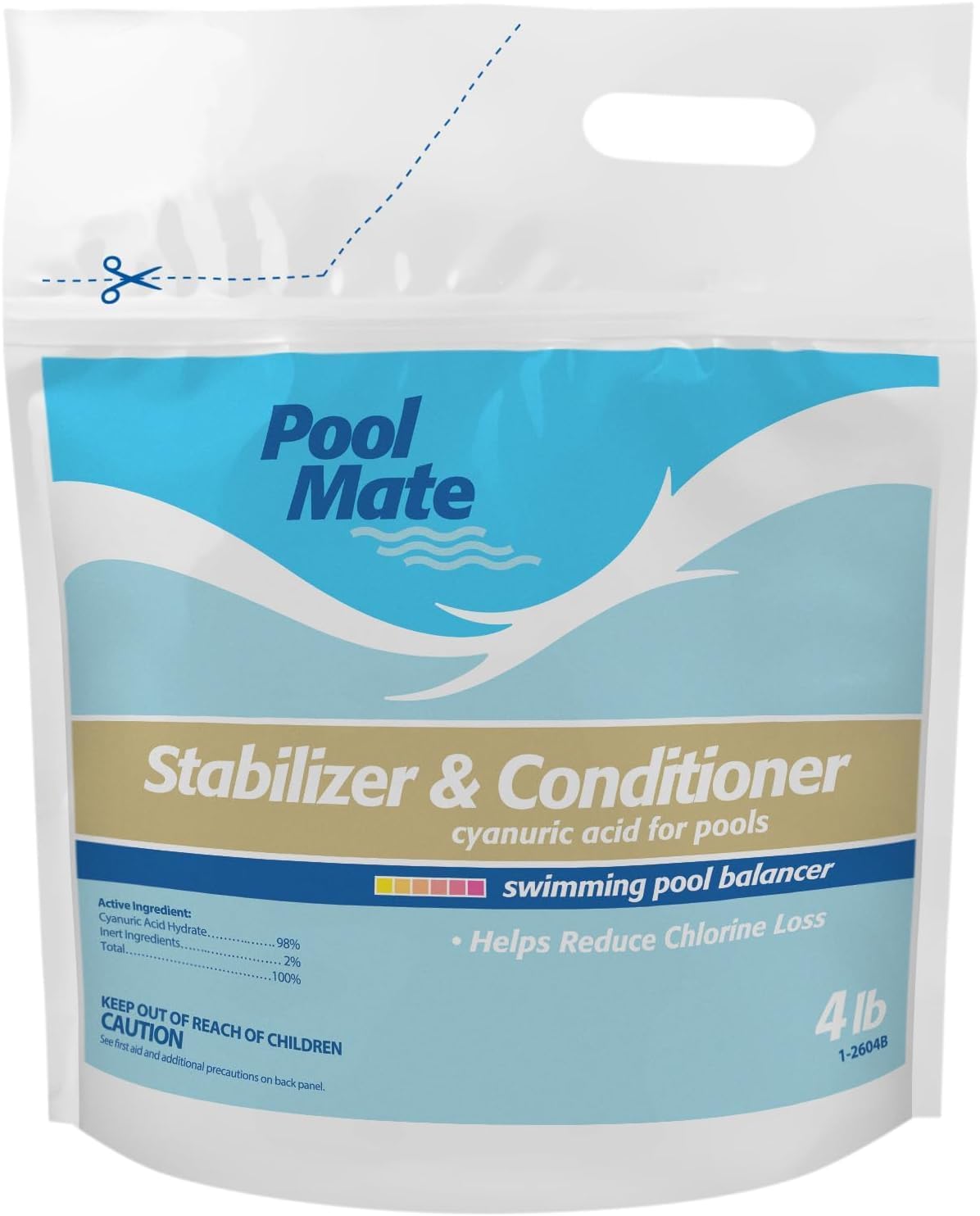 Pool Mate 4-Pounds Premium Pool Stabilizer and Conditioner | Chlorine Stabilizer, Concentrated Cyanuric Acid for Pools, Helps Chlorine Last Longer, 6oz raises CYA 10ppm per 5,000 gallons