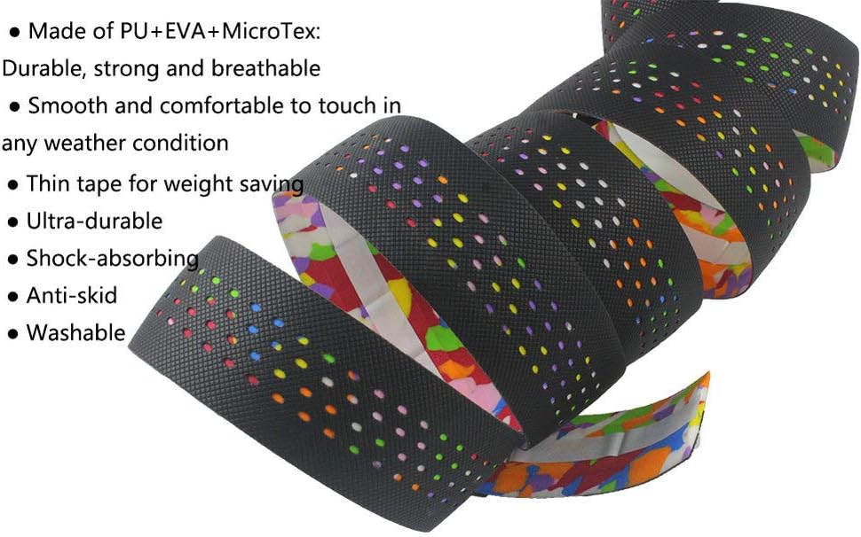 Tvoip 2 Rolls Soft Road Bike Bicycle Handlebar Cork EVA PU Bar Tape Professional Cycling Damping Anti-Vibration Wrap