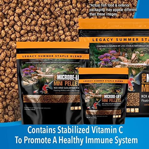 MICROBE-LIFT MLLMPSM Mini Floating Fish Food Pellets for Ponds, Water Gardens, and Fountains, for Small Live Goldfish and Koi, 12 Ounces