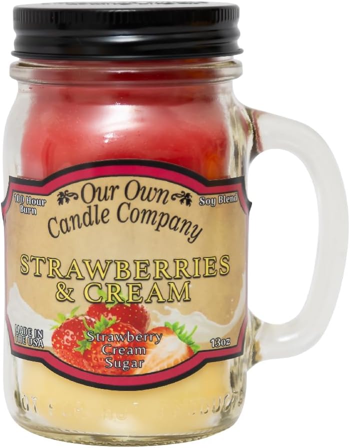 Balsam Pine Scented Mason Jar Candle, Our Own Candle Company, 13 oz | Clean, fresh Balsam-pine-tree scent; soy blend wax; lead-free wick with patented straightener; long lasting