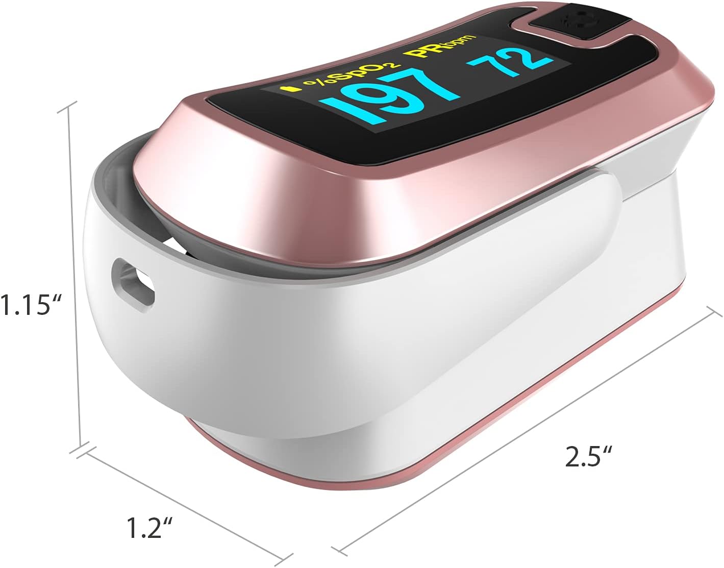 mibest OLED Finger Pulse Oximeter, O2 Meter, Dual Color White/Rose Gold