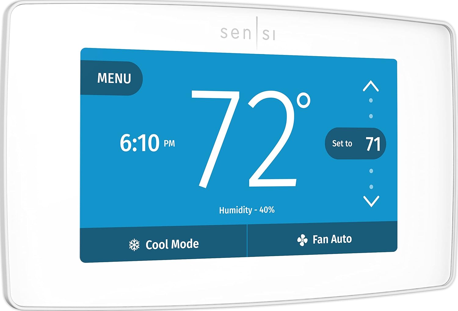 Sensi Touch Smart Thermostat by Emerson with Touchscreen Color Display, Programmable, Wi-Fi, Mobile App, Easy DIY, Data Privacy, Works with Alexa, Energy Star Certified, ST75 - Black, C-Wire Required