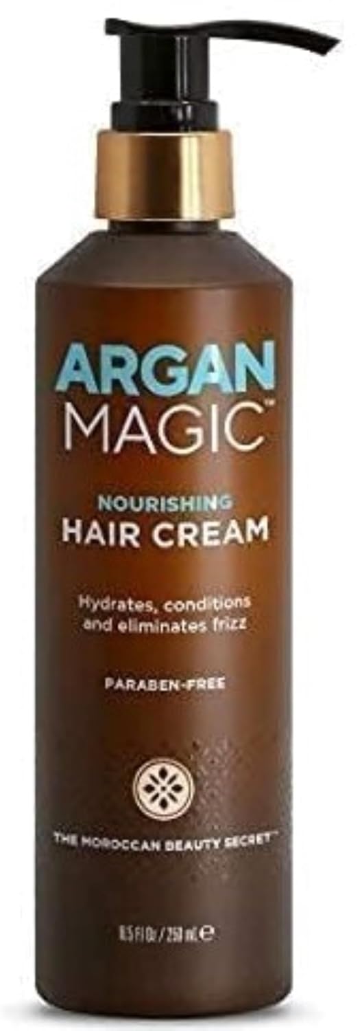 Argan Magic Nourishing Hair Cream - Hydrates, Conditions, and Eliminates Frizz for All Hair Types | Seals in Shine | Paraben Free, (8.5 oz)