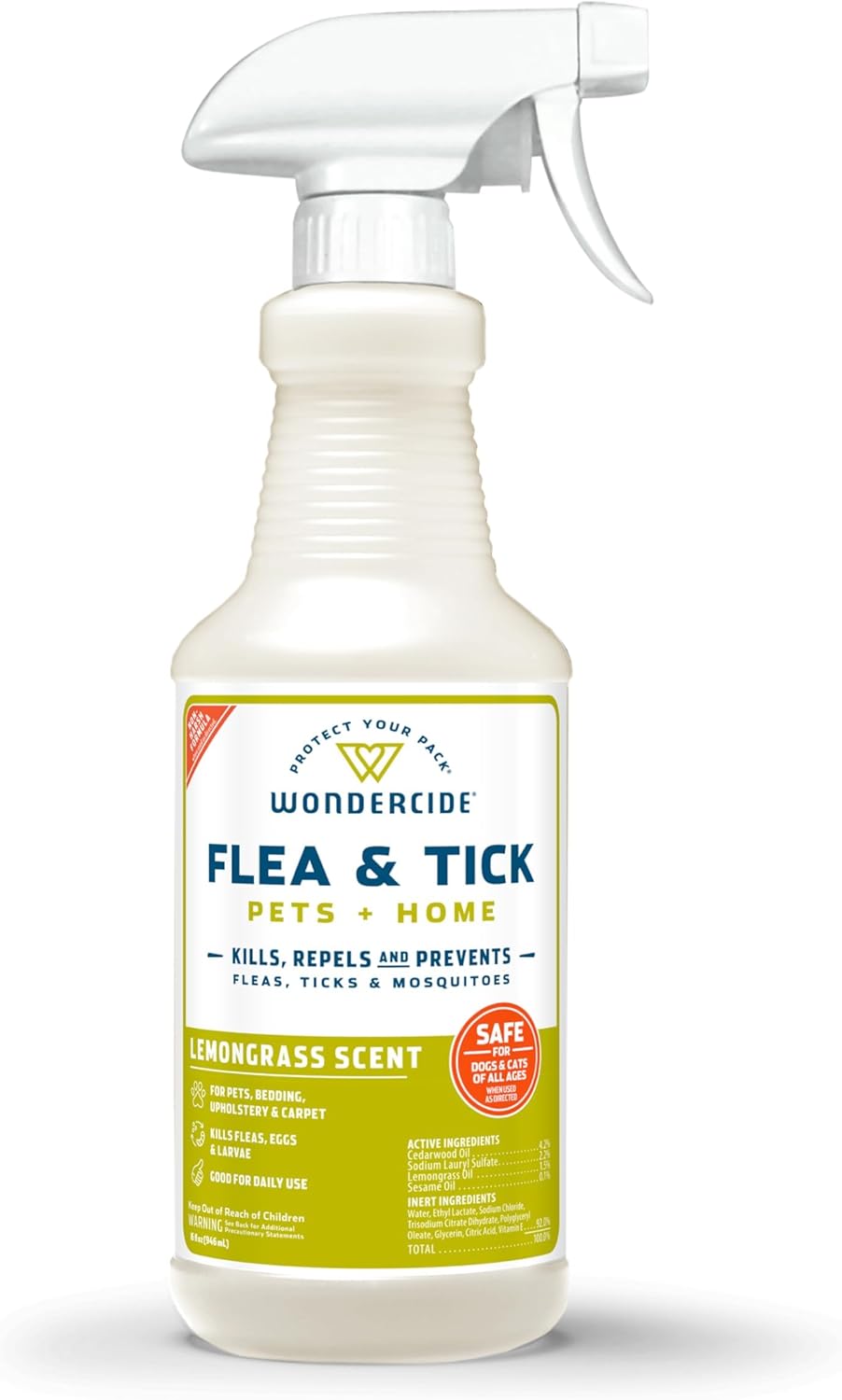 Wondercide Flea Tick & Mosquito Spray for Pets & Home - Cedarwood 16 fl oz | With Natural Essential Oils - Killer, Control, Prevention, Treatment of Fleas & Ticks for Dogs and Cats - Pet & Family Safe